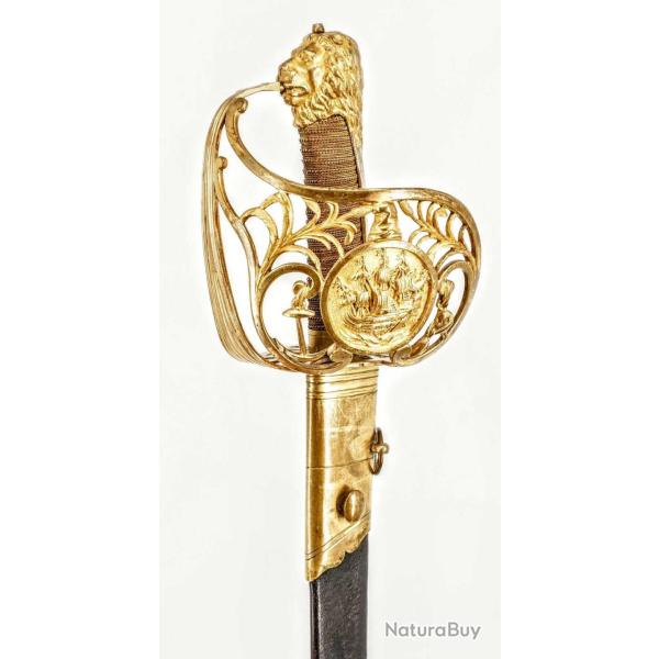 RARE FORT SABRE D'OFFICIER DE MARINE RVOLUTIONNAIRE DE TYPE MONTMORENCY - FRANCE RVOLUTION / DIREC