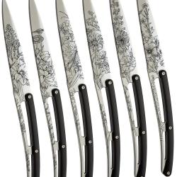 Cadeau Noël ! Set Deejo Bistro - Tattoo Blossom Miroir ABS Noir - 6 pièces dans coffret -2AP000010