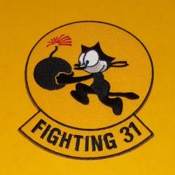 TISSU PATCH : U.S.A FELIX LE CHAT , FIGHTING 31&nbsp;, DIAMETRE 9 CM , BON ETAT VOIR PHOTO . POUR TOUT RE