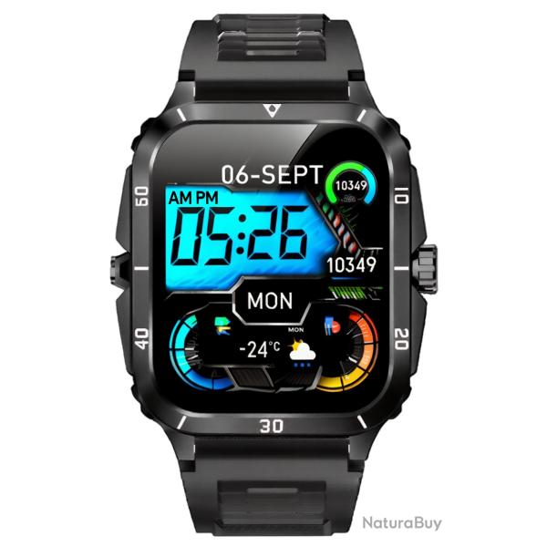 Montre militaire connect�e �cran 2 pouces Surveillance sant� 24/24 - 100 modes d'exercice physique