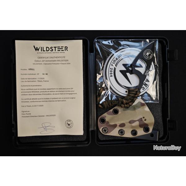 Wildsteer KRILL 20e Anniversaire - Couteau EDC �dition Limit�e - Lame noir �vid�e - �poxy - Num�ro 1