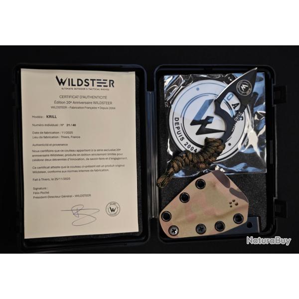 Wildsteer KRILL - Couteau Collector 20e Anniversaire, Lame �vid�e et Manche �poxy - Num�ro 21/40