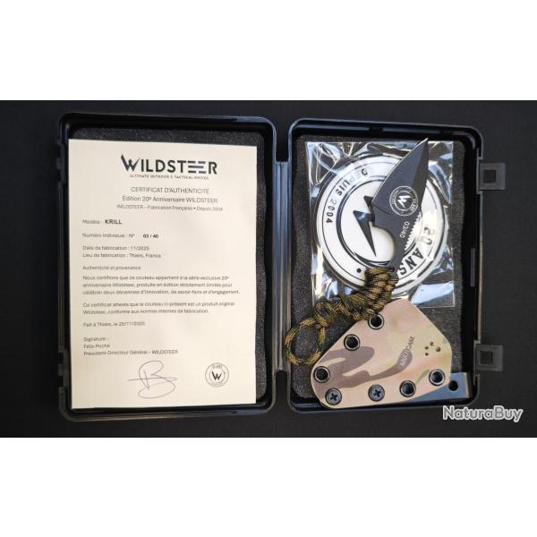 Wildsteer KRILL � couteau fixe 11,5 cm, lame 5 cm, acier 14C28N - Edition 20�me anniversaire - S�rie