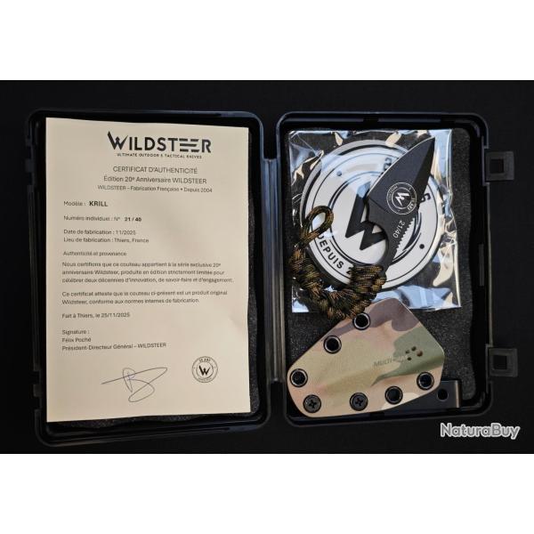 Wildsteer KRILL � couteau fixe 11,5 cm, lame 5 cm, acier 14C28N - Edition 20�me anniversaire - S�rie
