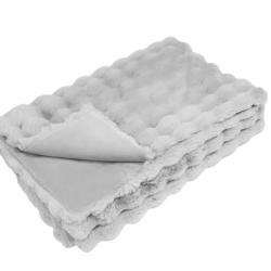 Couverture fausse fourrure lapin gris 130x150 cm douce chaude