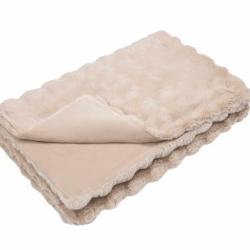 Couverture fausse fourrure lapin beige 130x150 cm douce chaude