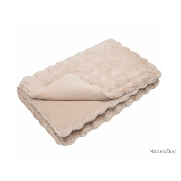 Couverture fausse fourrure lapin beige 130x150 cm douce chaude