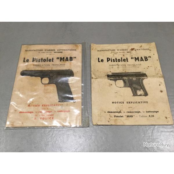 Lot de 2 notices ORIGINALES MAB A ET D