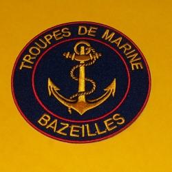 TISSU PATCH :&nbsp; TROUPES DE MARINE , BAZEILLES , DIAMETRE 9&nbsp;CM , BON ETAT VOIR PHOTOS . POUR TOUT RENS