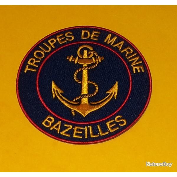 TISSU PATCH :� TROUPES DE MARINE , BAZEILLES , DIAMETRE 9�CM , BON ETAT VOIR PHOTOS . POUR TOUT RENS