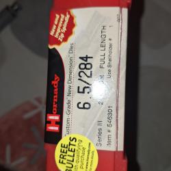 Hornady jeu d outils 6.5 284 neuf en stock vendu par poudrenoirepro