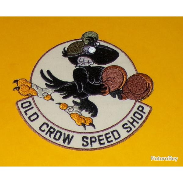TISSU PATCH :� OLD CROW SPEED SHOP� , DIAMETRE�9�CM , BON ETAT VOIR PHOTO . POUR TOUT RENSEIGNEMENT