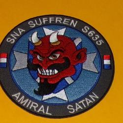 TISSU PATCH : SOUS MARIN NUCLEAIRE D'ATTAQUE , SUFFREN S 635 AMIRAL SATAN&nbsp;&nbsp; , DIAMETRE 9&nbsp;CM , BON ET