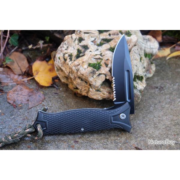 Couteau Pliant Falcon Linerlock A/O Lame Acier Inoxydable Manche Synthtique Noir Linerlock