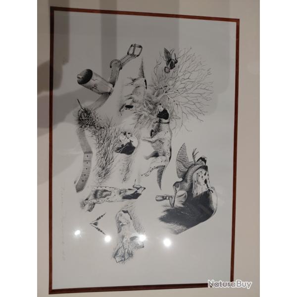 Lithographie setter et b�casse-pierre roussia