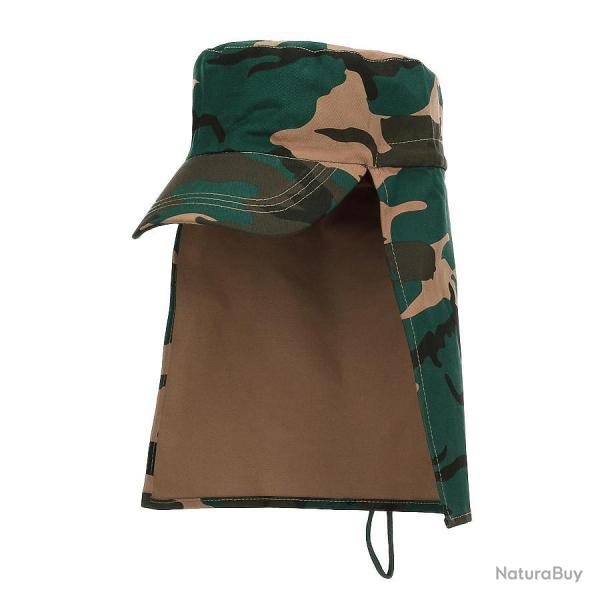 Casquette arme avec protection de nuque (Couleur Camouflage Woodland)