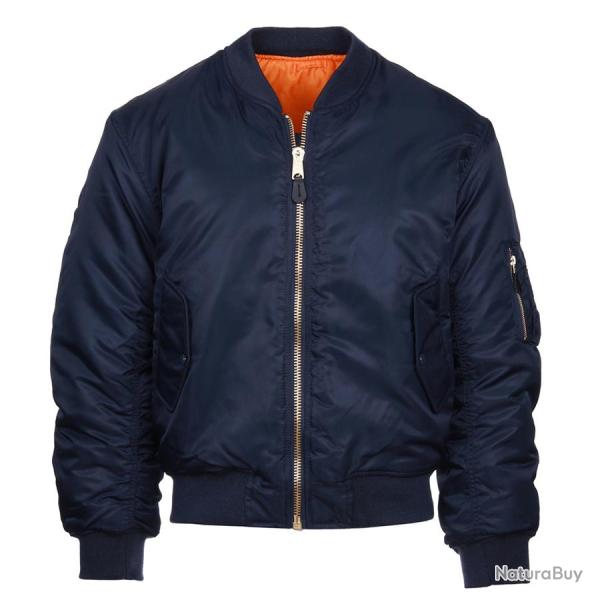 Blouson Bombers Aviateur MA1 (Couleur Marine, Taille 2XS)