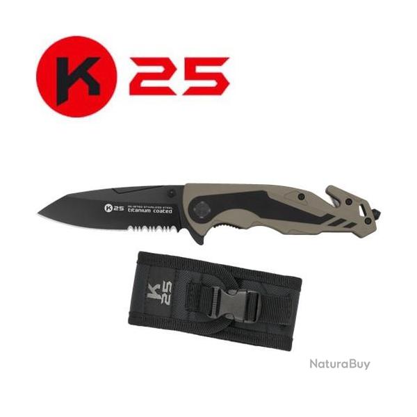 Couteau pliant tactique de poche K25 18792 Coyote / Noir - 1 sans prix de rserve