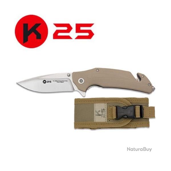 Couteau pliant tactique de poche K25 18850 Cnc/g10 Coyote - 1 sans prix de rserve
