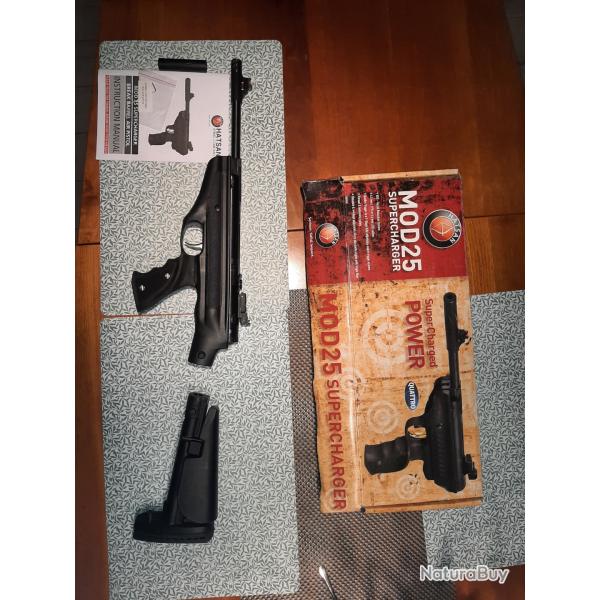 Pistolet 4.5mm Plomb MOD 25 SUPERCHARGER avec crosse amovible marque HATSAN
