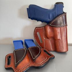 Holster et porte chargeur en cuir pour Glock17 droitier N°22