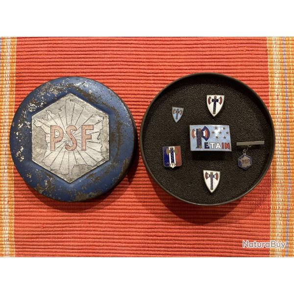 Bo�te du Parti Social Fran�ais avec insignes