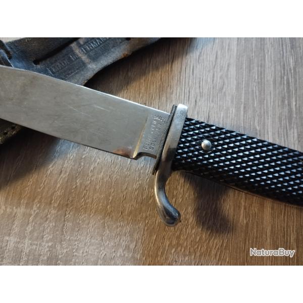 Couteau droit dague chasse Rehwappen Solingen Rostrfei