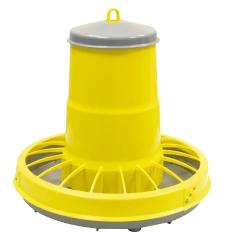 Mangeoire tr&eacute;mie plastique volaille cylindrique jaune 10 kg