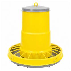 Mangeoire tr&eacute;mie plastique volaille cylindrique jaune 10 kg