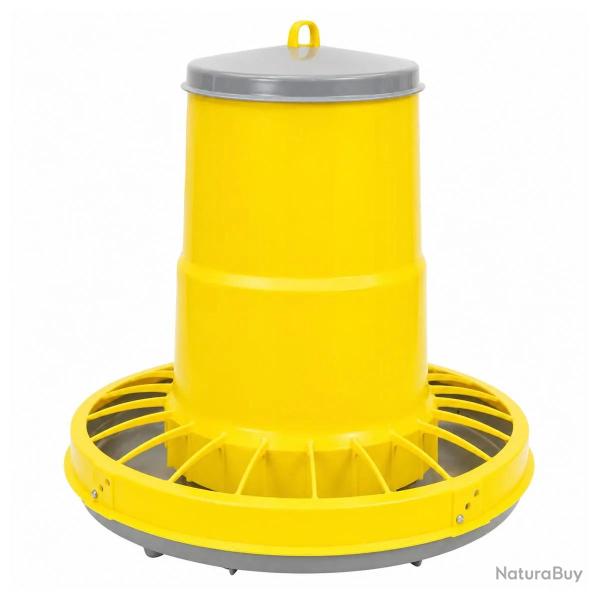 Mangeoire tr�mie plastique volaille cylindrique jaune 10 kg