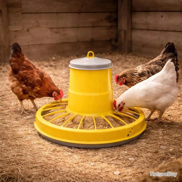 Mangeoire tr�mie cylindrique volailles plastique jaune 17kg
