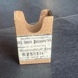 RARE boite originale cartouchière allemande 14-18 de 15 cartouches 8 mm Mauser Mle 1888 - VIDE