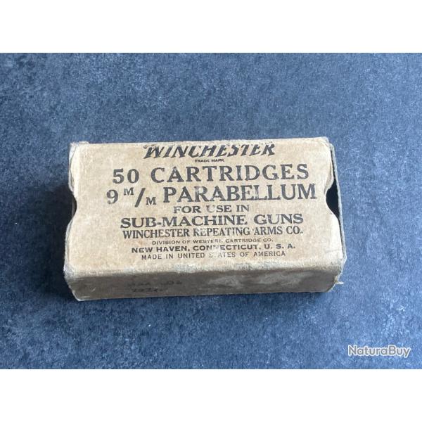 boite originale parachutage Winchester USA guerre 39-45 - 9 mm parabellum pour Sten, UD42...