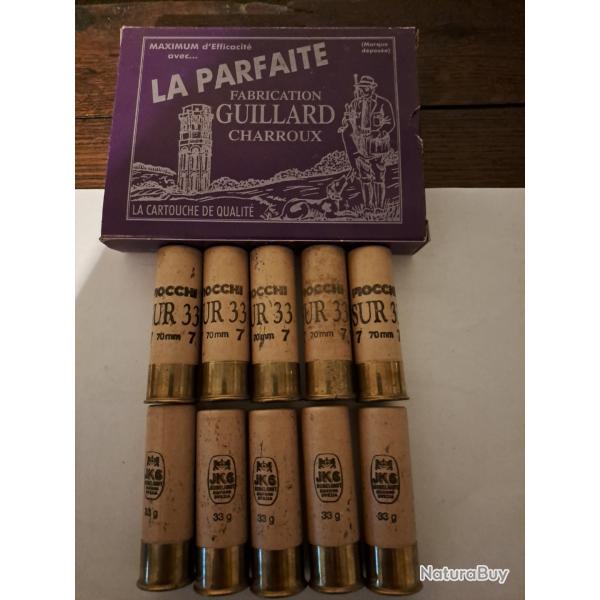 Bote de 10  cartouches anciennes Fiocchi cal 12 douilles cartons