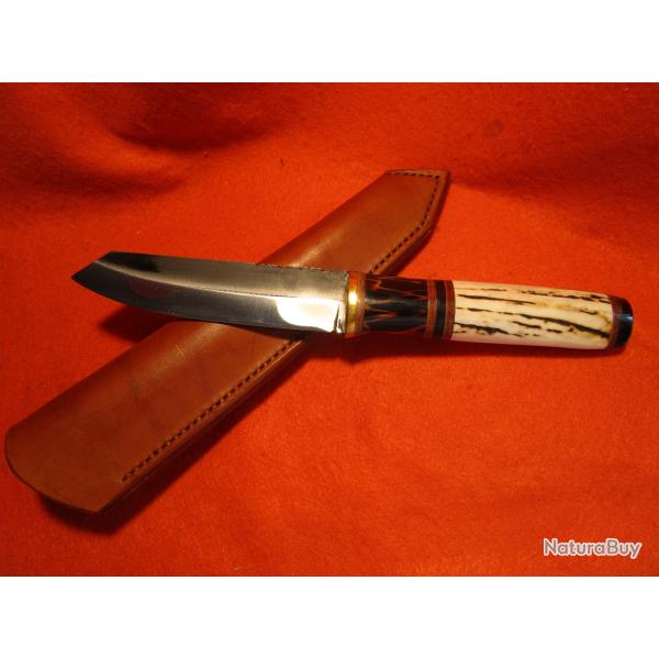 COUTEAU ARTISANAL forg� l' ATELIER DE L'OURS NOIR PCK  chasse camping rando BOIS DE CERF