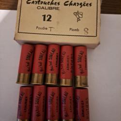 Boîte de10 belles cartouches anciennes    de l'armurerie  MICHEL  SOREAU  douilles cartons