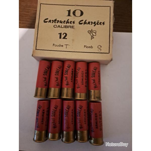 Bote de10 belles cartouches anciennes    de l'armurerie  MICHEL  SOREAU  douilles cartons