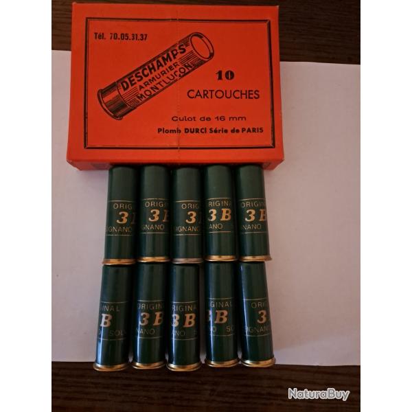 Bote de 10 belles et rares cartouches anciennes cal 12 douilles  plastiques  3 B clever