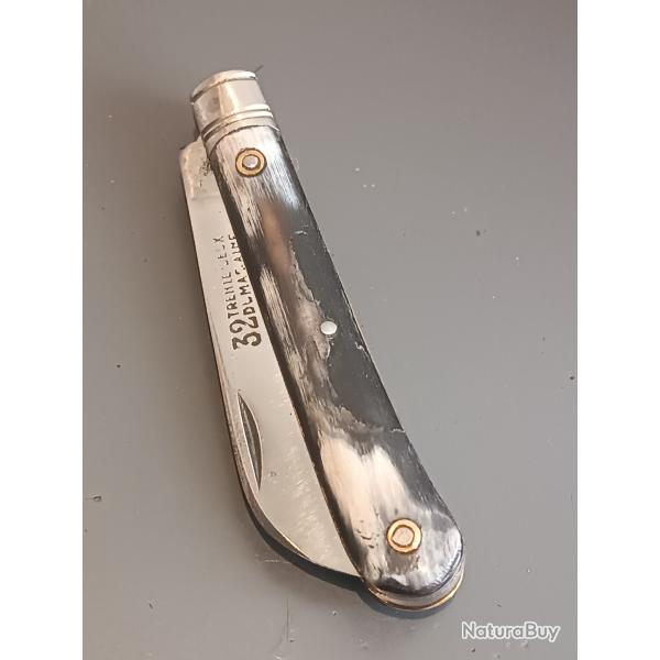 ANCIEN COUTEAU en 3 pices, 32 DUMAS AN, THIERS, XXme, manche CORNE.