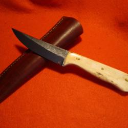 COUTEAU ARTISANAL forgé ATELIER DE L'OURS NOIR  CHALET EDC chasse camping rando bois de cerf