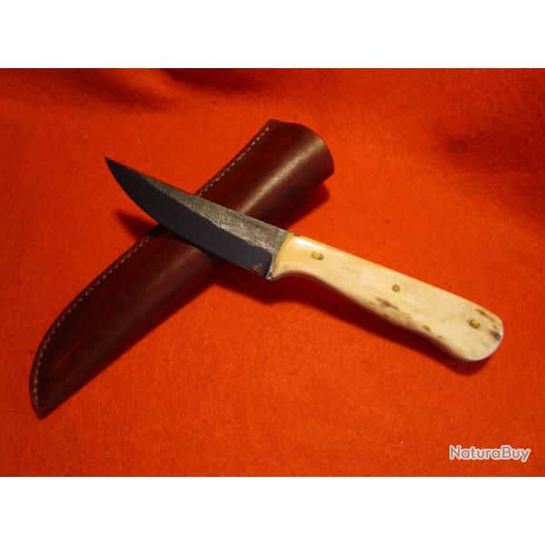 COUTEAU ARTISANAL forg ATELIER DE L'OURS NOIR  CHALET EDC chasse camping rando bois de cerf