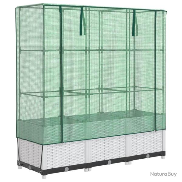 Jardini�re bac lit sur�lev� plantes fleurs terrasse jardin sur�lev�e avec housse aspect rotin 120 x