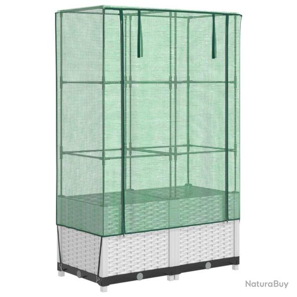 Jardini�re bac lit sur�lev� plantes fleurs terrasse jardin sur�lev�e avec housse aspect rotin 80 x