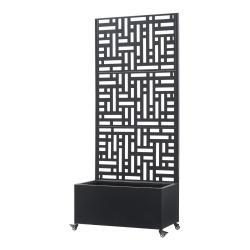 Jardini&egrave;re bac &agrave; plante fleur brise-vue acier galvanis&eacute; 190 x 82 x 38 cm noir 03_0009499