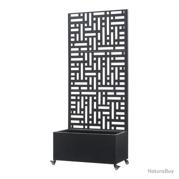 Jardini�re bac � plante fleur brise-vue acier galvanis� 190 x 82 x 38 cm noir 03_0009499