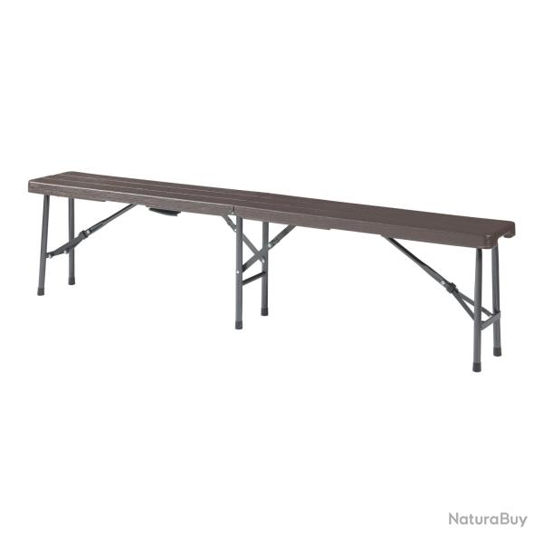 Lot de 2 bancs de camping pliables 180 x 25 x 43 cm effet bois marron fonc� 03_0009598