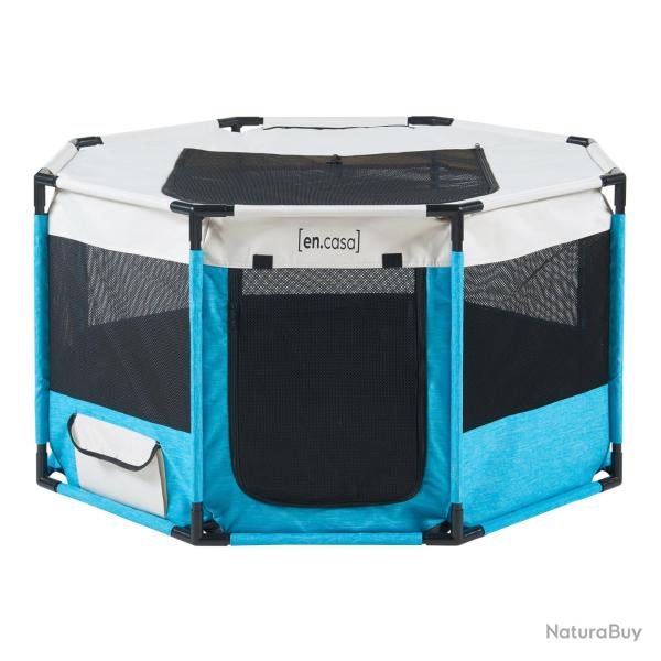 Parc pour chiens 112 x 112 x 62 cm bleu beige 03_0010233