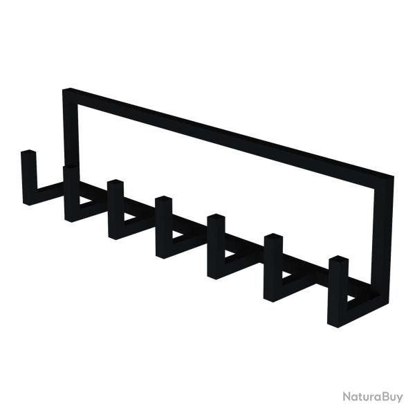Portemanteau meuble d'entr�e design mural Lyngen � 7 crochets acier 75 x 10 x 20 cm noir 03_0010377