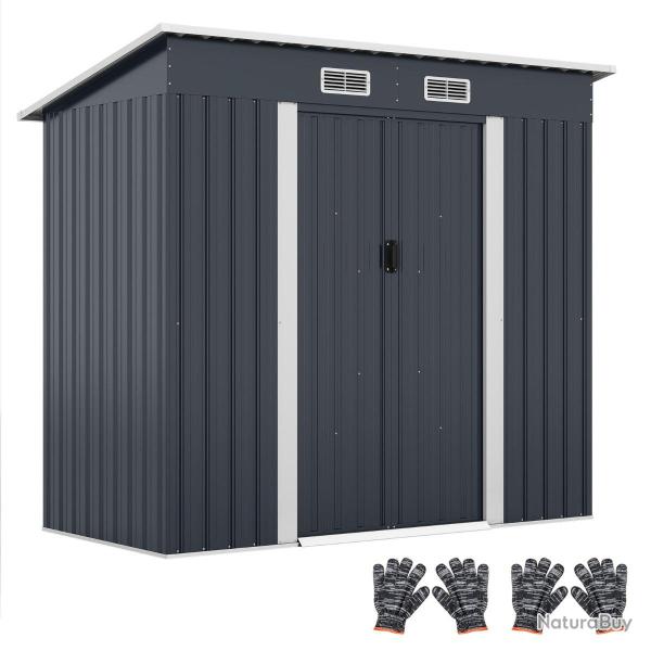 Abri de jardin rangement polyvalent 213 x 112 x 185 cm avec toit inclinable porte coulissante en m�