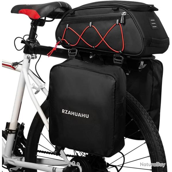 Sac Porte-V�lo 3en1 Etanche Isotherme Grande Capacit� 2 Sacoches Lat�rales Sacoche Arri�re Cyclisme